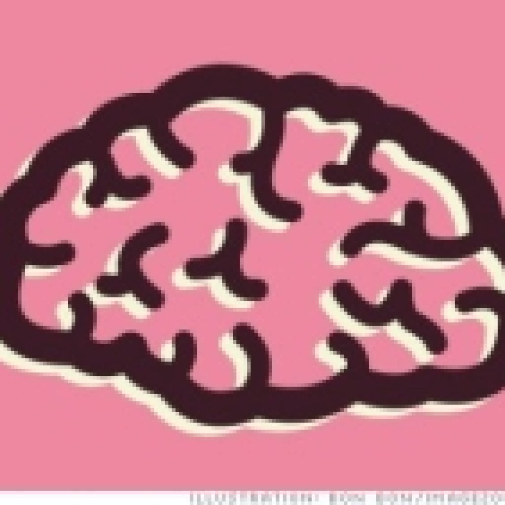 pink outline of brain