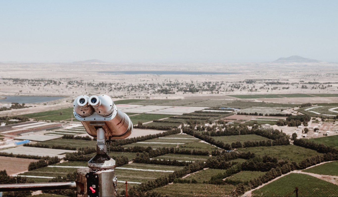 binoculars over scenery