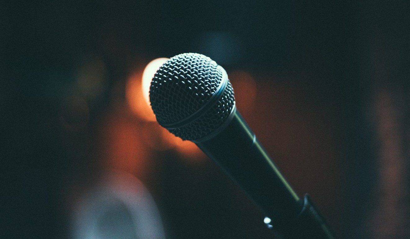 closeup of a microphone