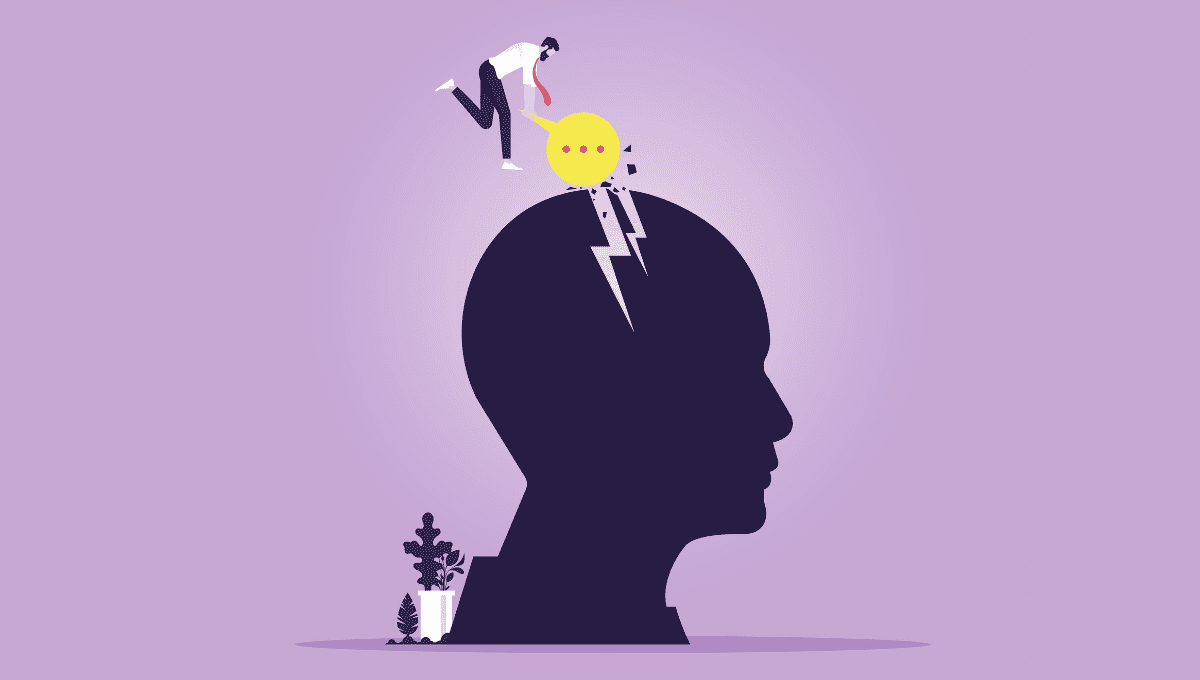 illustration of a lightening striking a brain to signify a great idea
