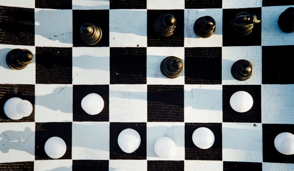 aerial view of chess board