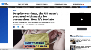 "US wasn't prepared with masks for coronavirus" article