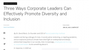 "Three Ways Corporate Leaders Can Effectively Promote Diversity and Inclusion" article