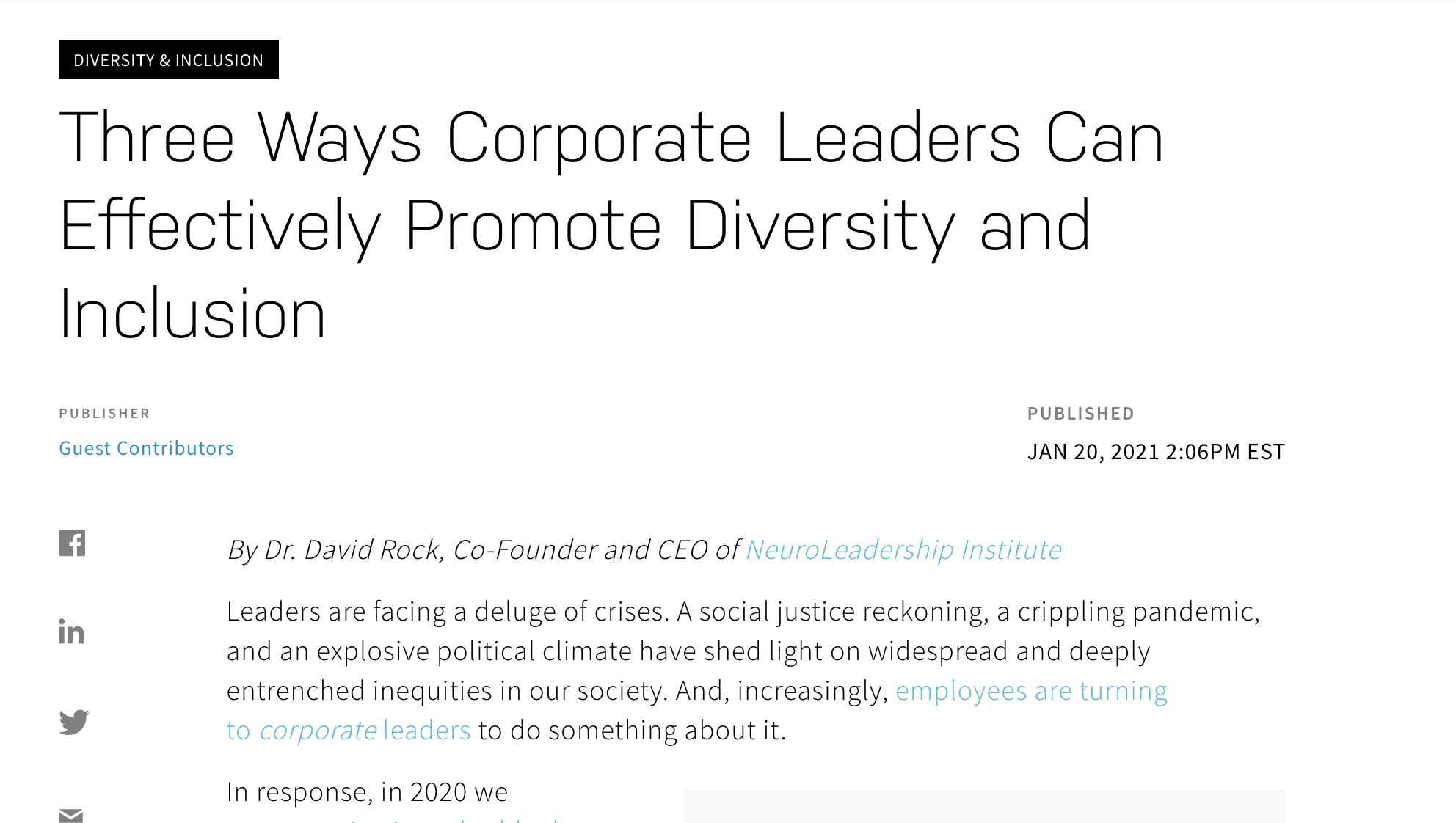 Three Ways Corporate Leaders Can Effectively Promote Diversity And Inclusion Neuroleadership 4421