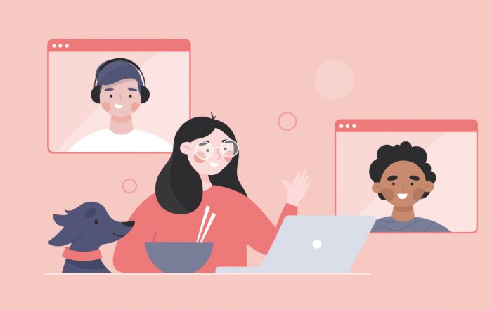 animation smiling talking on video chat