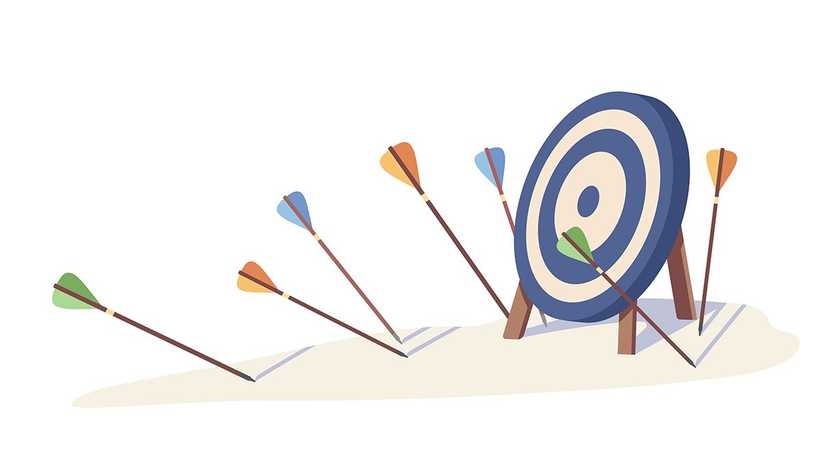 illustration of several arrows missing their target