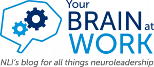 Logo that reads "your brain at work live" and features a speech bubble with gears.