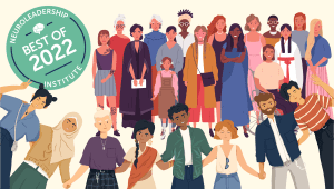 An illustration of a diverse group of people smiling