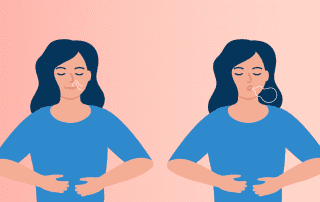 An illustration of a girl doing a breathing exercise