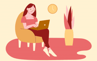 An illustration of a lonely woman working from home